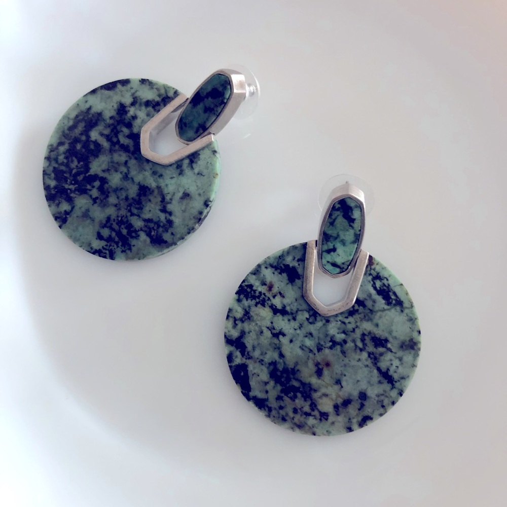 Kendra Scott earrings,Brazilian jade and silver, green